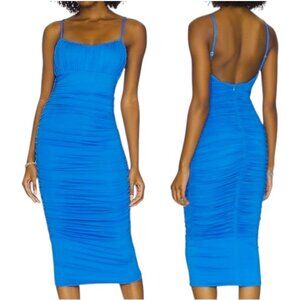 Lovers + Friends Ruched Bodycon Midi Dress Cobalt Blue XS